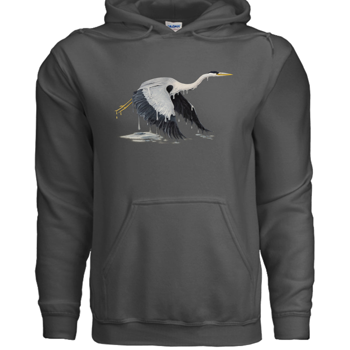 Melting Heron surreal art graphic hoodie - An Old Man's Art